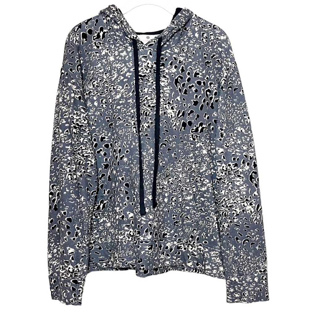 Sundry leopard hoodie hooded sweatshirt soft stretchy knit loungewear gray black